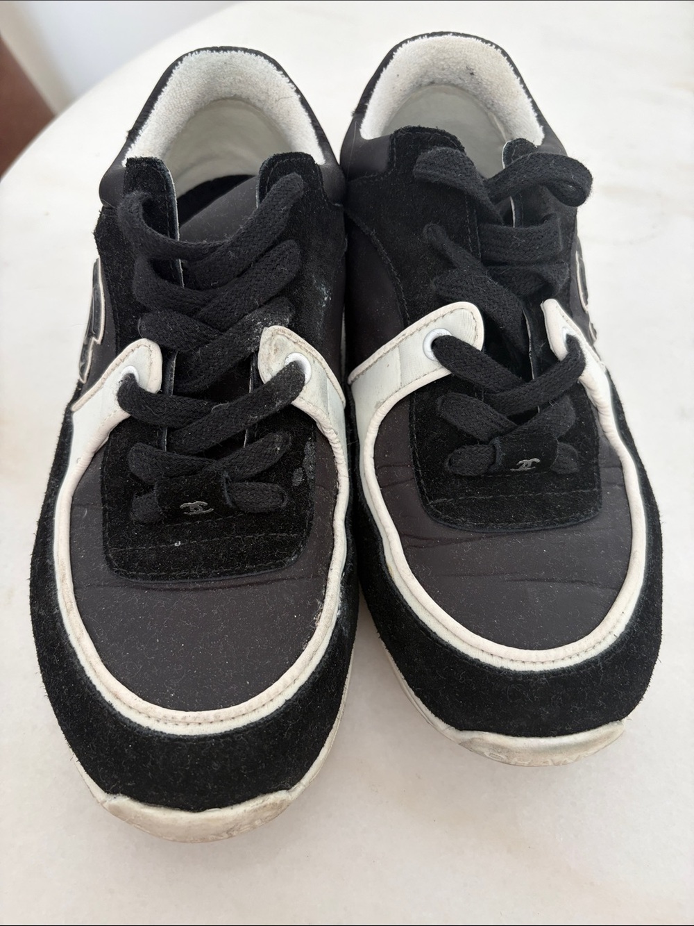 Black and White Lace-Up Sneakers